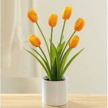 [Type 16 Yellow ] Small Potted Artificial Plant Artificial Flower Home Table Plant Room Decoration