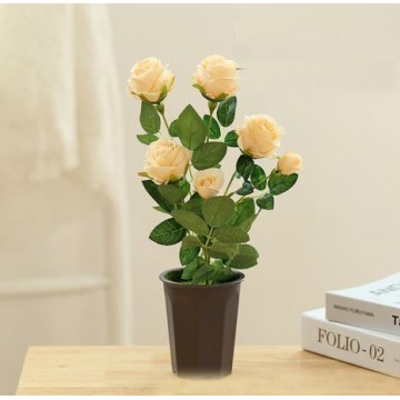 [Type 27 Cream ] Small Potted Artificial Plant Artificial Flower Home Table Plant Room Decoration