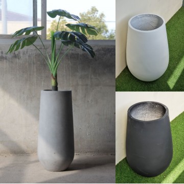 Cement Fiberglass Planter Pot 17 (Grey/Black/White)