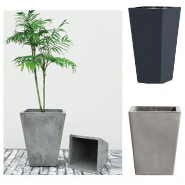 Cement Fiberglass Planter Pot 01 (Grey/Black/White)