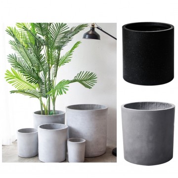 Cement Fiberglass Planter Pot 03 (Grey/Black/White)