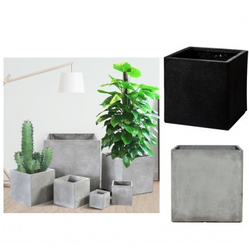 Cement Fiberglass Planter Pot 04 (Grey/Black/White)