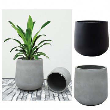 Cement Fiberglass Planter Pot 06 (Grey/Black/White)