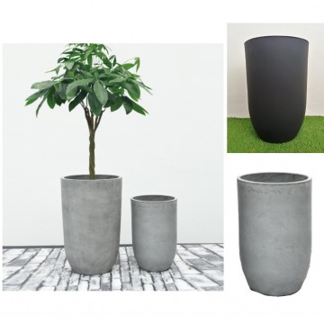 Cement Fiberglass Planter Pot 07 (Grey/Black/White)