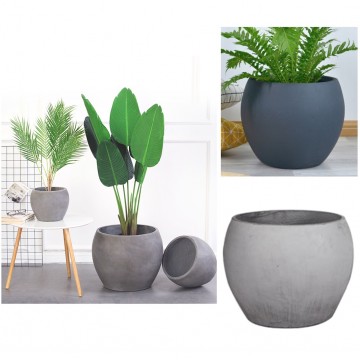 Cement Fiberglass Planter Pot 08 (Grey/Black/White)