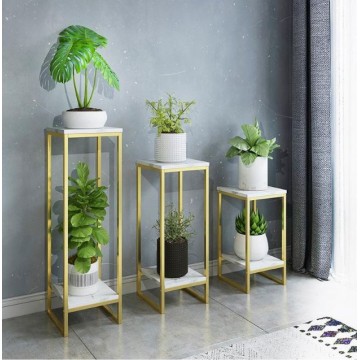 [Gold - 2 TIER SQUARE PLANT RACK] White Gold Black Square Nice Premium Decor Home Decoration Nice Wood Metal