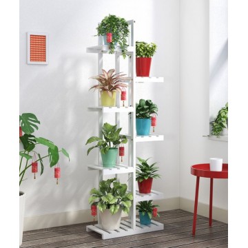 [White] 7tiers Wooden Plant Rack Plant Stand