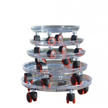 Transparent Planter Tray Moveable Trolley