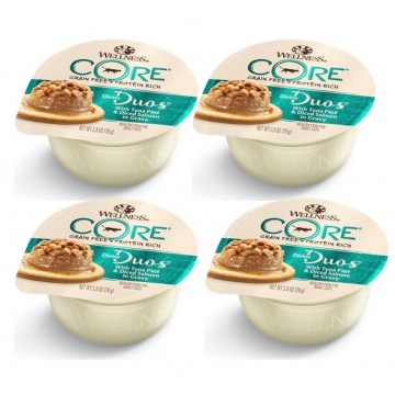 Wellness CORE Divine Duos Tuna Pate & Diced Salmon In Gravy Wet Cat Food 79g - QTY of 4