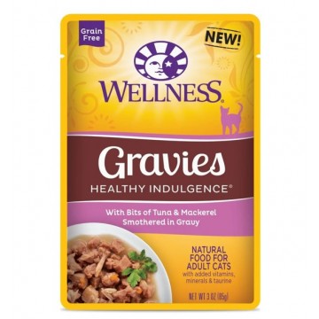 Wellness Healthy Indulgence Gravies Tuna & Mackerel In Gravy Pouch Cat Food 85g