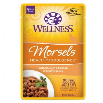 Wellness Healthy Indulgence Morsels Chicken & Salmon In Sauce Pouch Cat Food 85g
