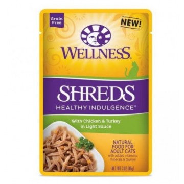 Wellness Healthy Indulgence Shreds Chicken & Turkey In Light Sauce Pouch Cat Food 85g