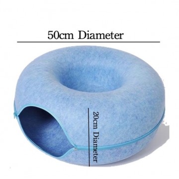 Cat Tunnel Donut House Bed (Blue)