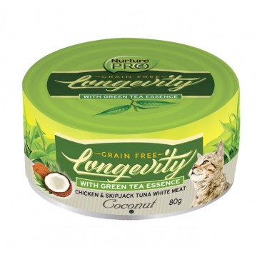 Nurture Pro Longevity Chicken & Skipjack Tuna White Meat with Coconut Cat Canned Food 80g