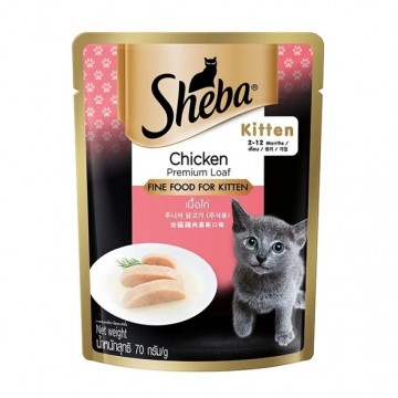 Sheba Chicken Premium Loaf for Kitten Pouch Fine Cat Food 70g