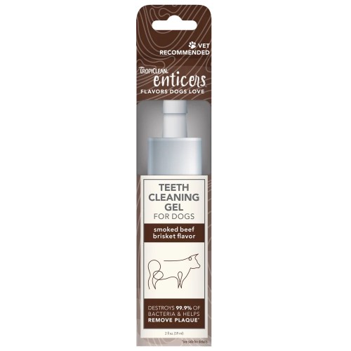 Tropiclean Enticers Teeth Cleaning Gel for Dogs Smoked Beef Brisket Flavor