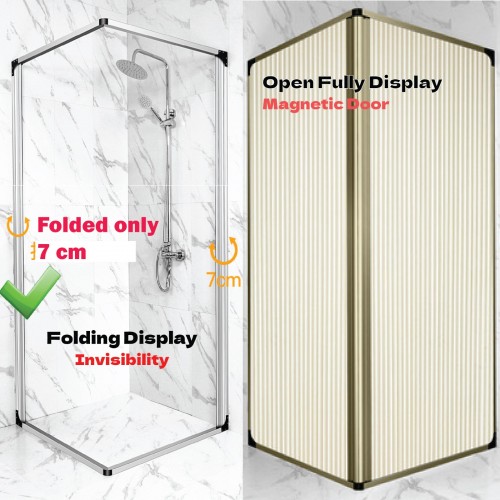 L Shaped Shower Screen Folding Door 2m x 0.9m