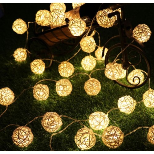 rattan solar fairy lights