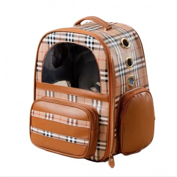 Checked Tanned Pet Carrier