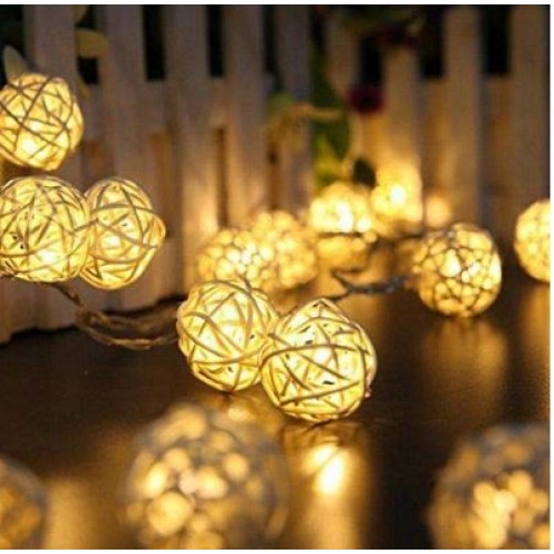 rattan solar fairy lights