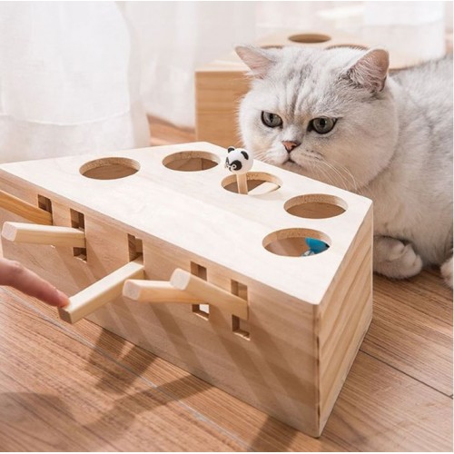 wooden cat whack a mole toy