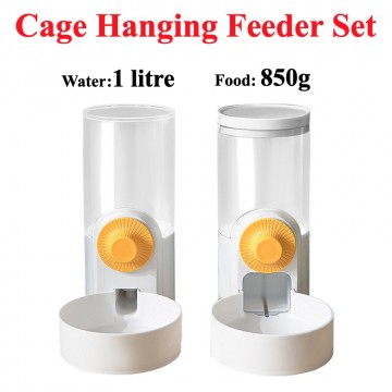 Cage Hanging Automatic Food Water Dispenser Food Container Pet Feeding Bowls White