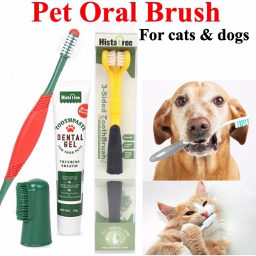 Histotree oral brush tooth oral care set three head brush pet oral care dog cat