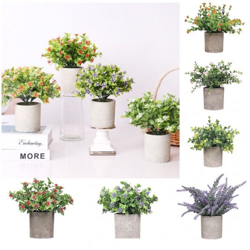 Mini Potted Fake Plants Artificial Plastic Eucalyptus For Home Office Desk Room Decoration - Artificial Plants Home Decor Ideas