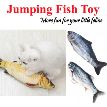 [JUMPING FISH]Realistic Plush Simulation Electric Doll Fish Funny Interactive Pets Chew Bite for