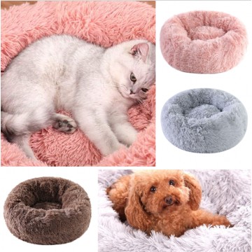[LONG FUR PET BED] Cat Dog Big Comfortable Cushion The Joy Land Round Pets Cats Dogs Kitten Puppy