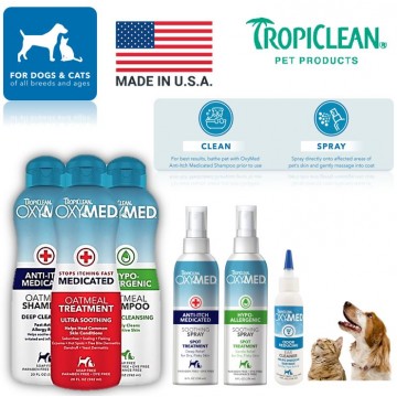 Pet Tropiclean Oxymed Shampoo / Tropiclean Oxymed Spray / Ear Cleaner for Dog and Cat